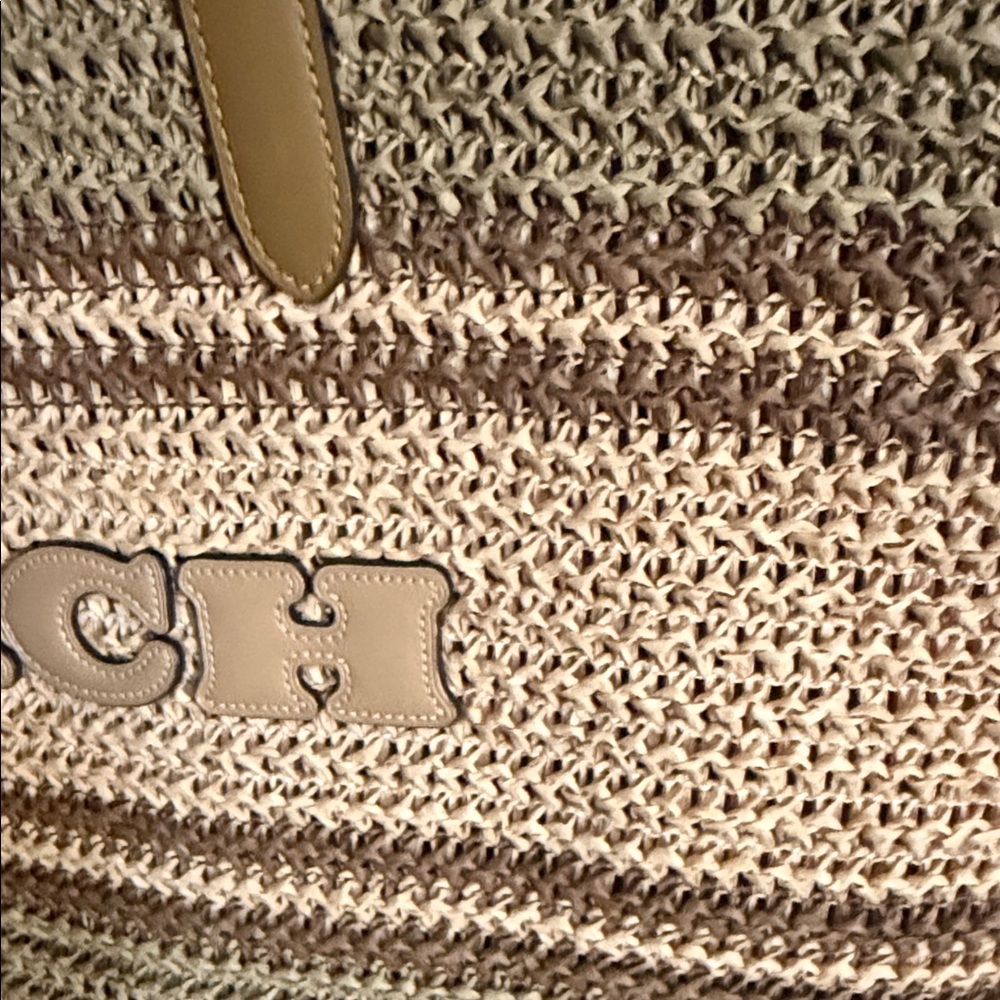 NWT - Coach Woven Tan and Brown Tote - Picture 3 of 3